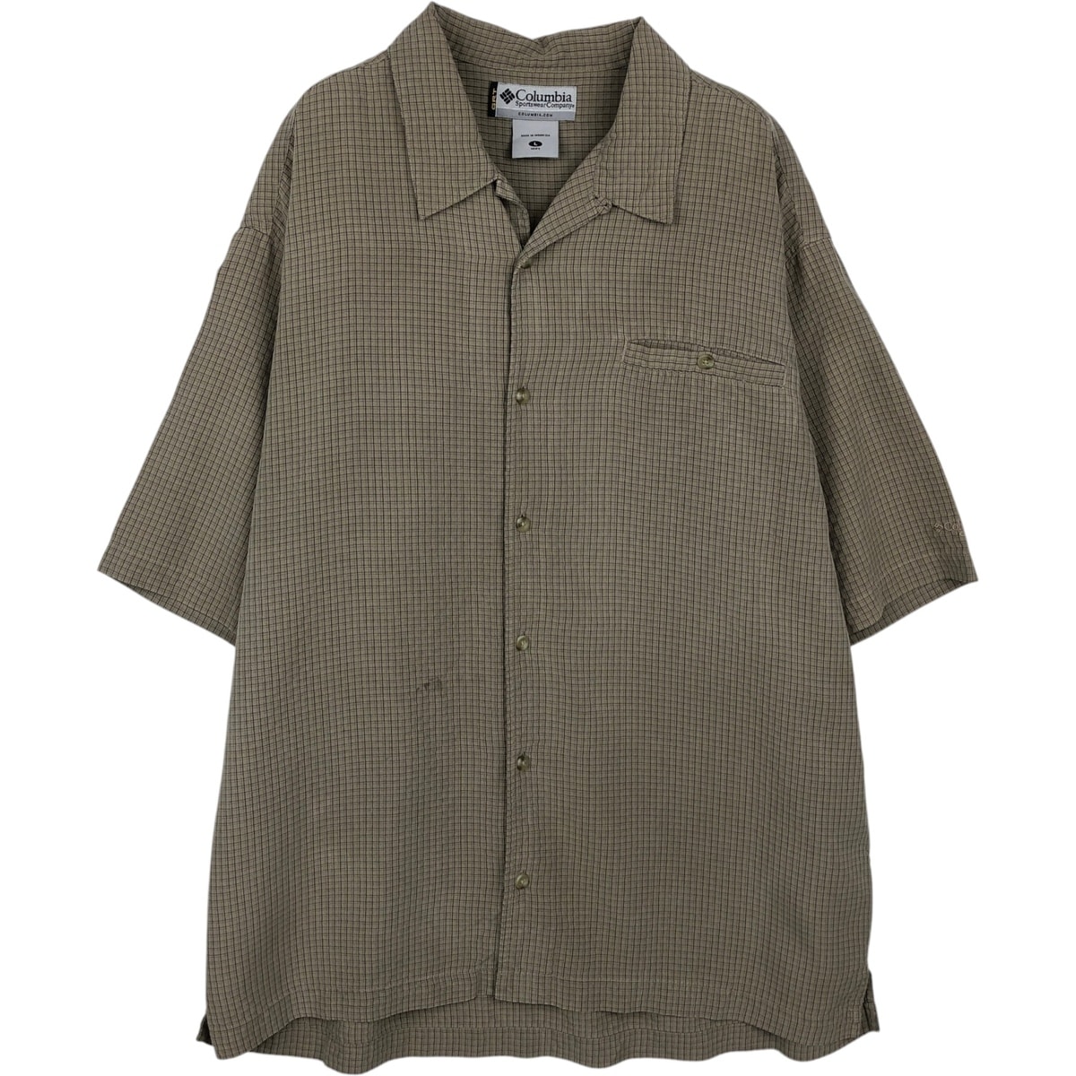 古着 コロンビア Columbia GRT チェック柄 オープンカラー モダール 半袖 ボックスシャツ メンズL相当/eaa634328
