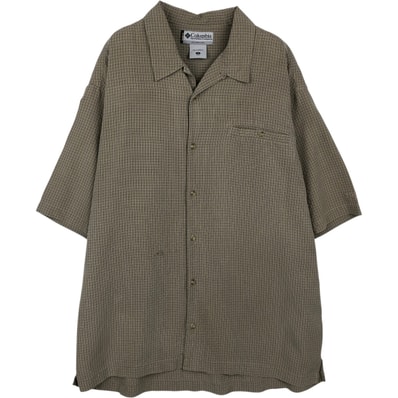 古着 コロンビア Columbia GRT チェック柄 オープンカラー モダール 半袖 ボックスシャツ メンズL相当/eaa634328