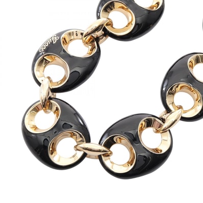 グッチ GUCCI マリナ チェーン ネックレス ジュエリー GP(ゴールドメッキ) エナメル レディース ブラック系 / ゴールド系 【中古】