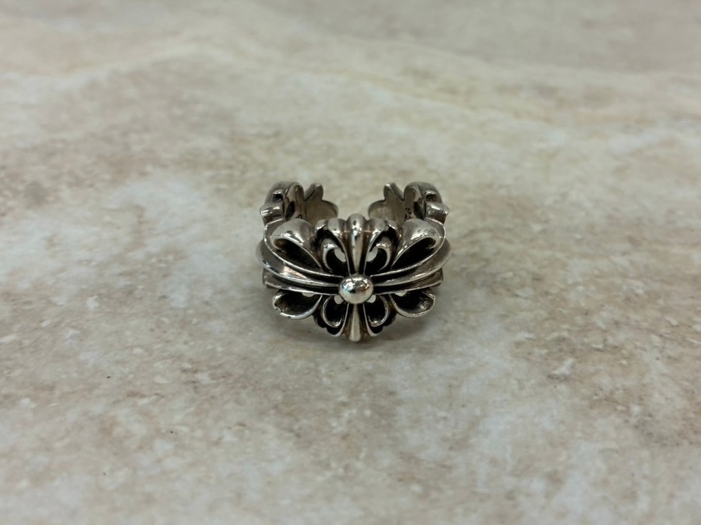 Chrome Hearts Double Floral Cross Ring "Silver"