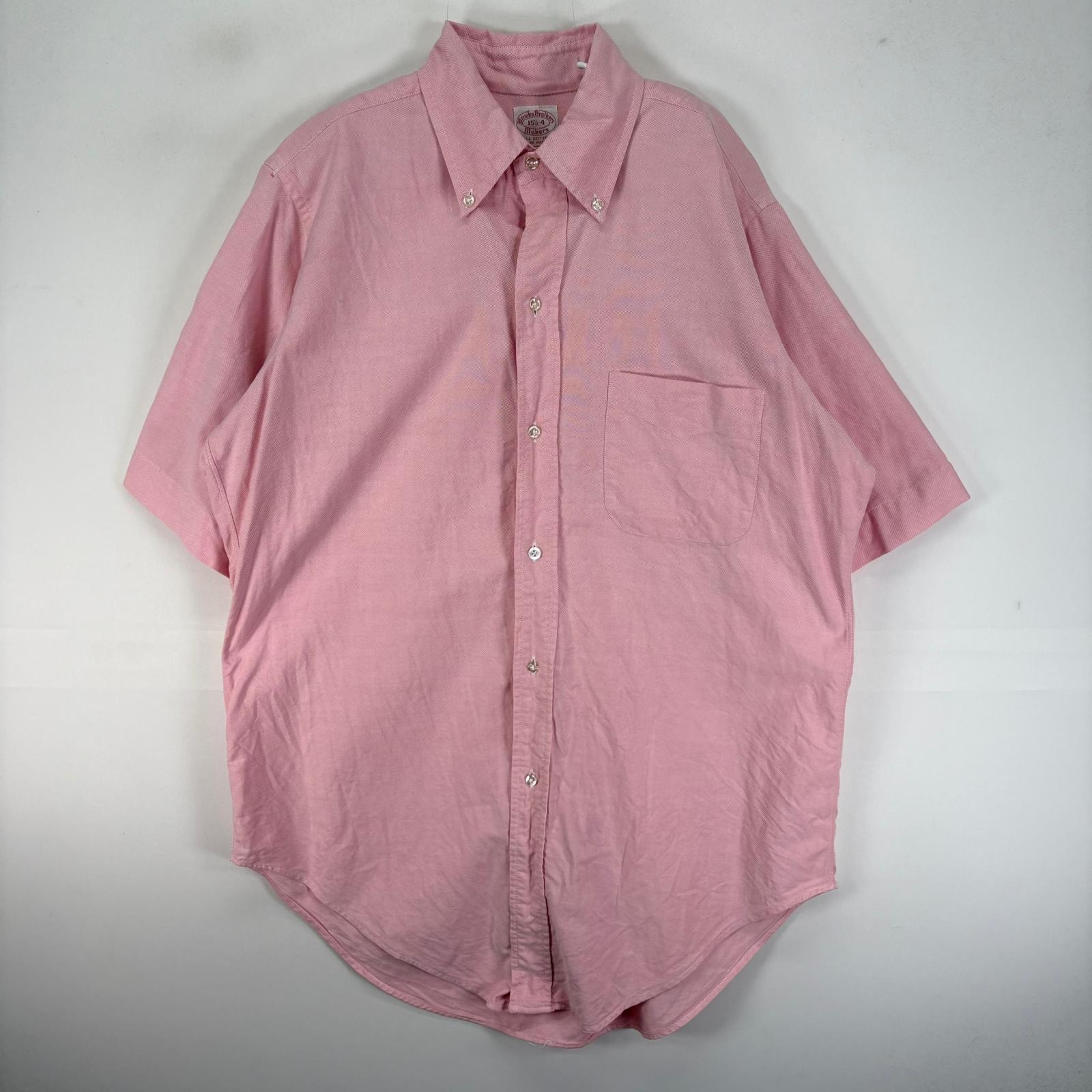 古着 60's~70's/60年代~70年代 ヴィンテージ ブルックスブラザーズ Brooks Brothers 半袖シャツ ボタンダウン 6ボタン M  ピンク系 無地 メンズ