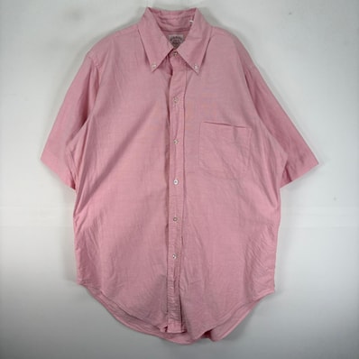 古着 60's~70's/60年代~70年代 ヴィンテージ ブルックスブラザーズ Brooks Brothers 半袖シャツ ボタンダウン 6ボタン M ピンク系 無地 メンズ