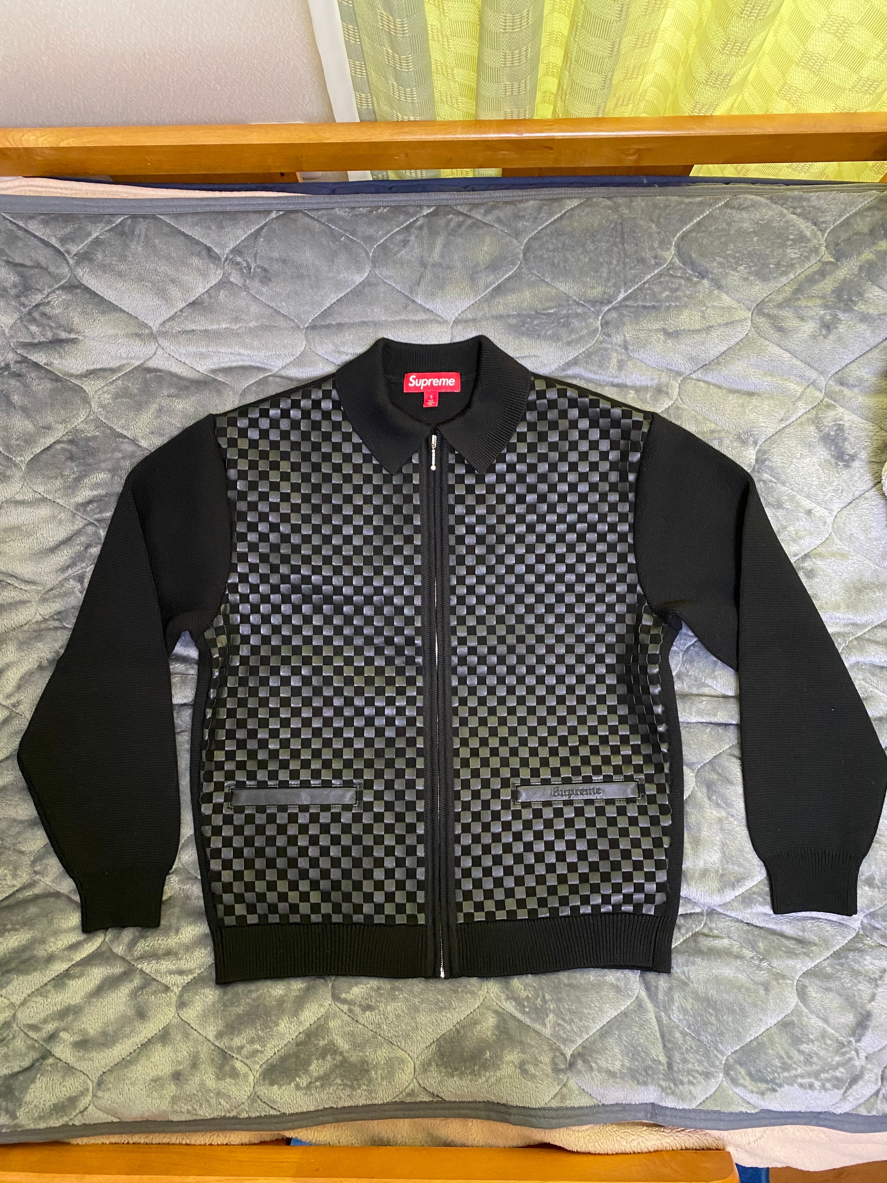 Supreme Woven Leather Zip Up Cardigan 