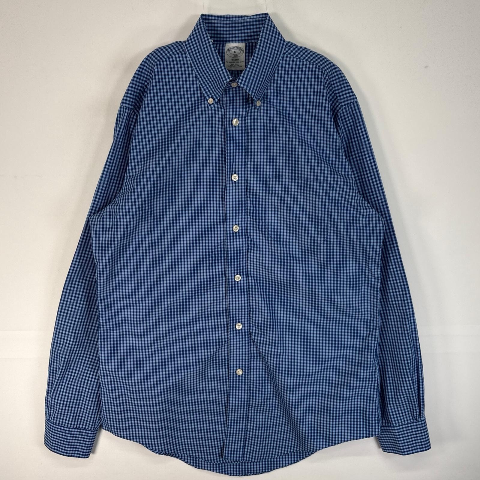 古着 ブルックスブラザーズ Brooks Brothers 長袖シャツ 1818 REGENT 胸ポケ M  ブルー系 チェック メンズ