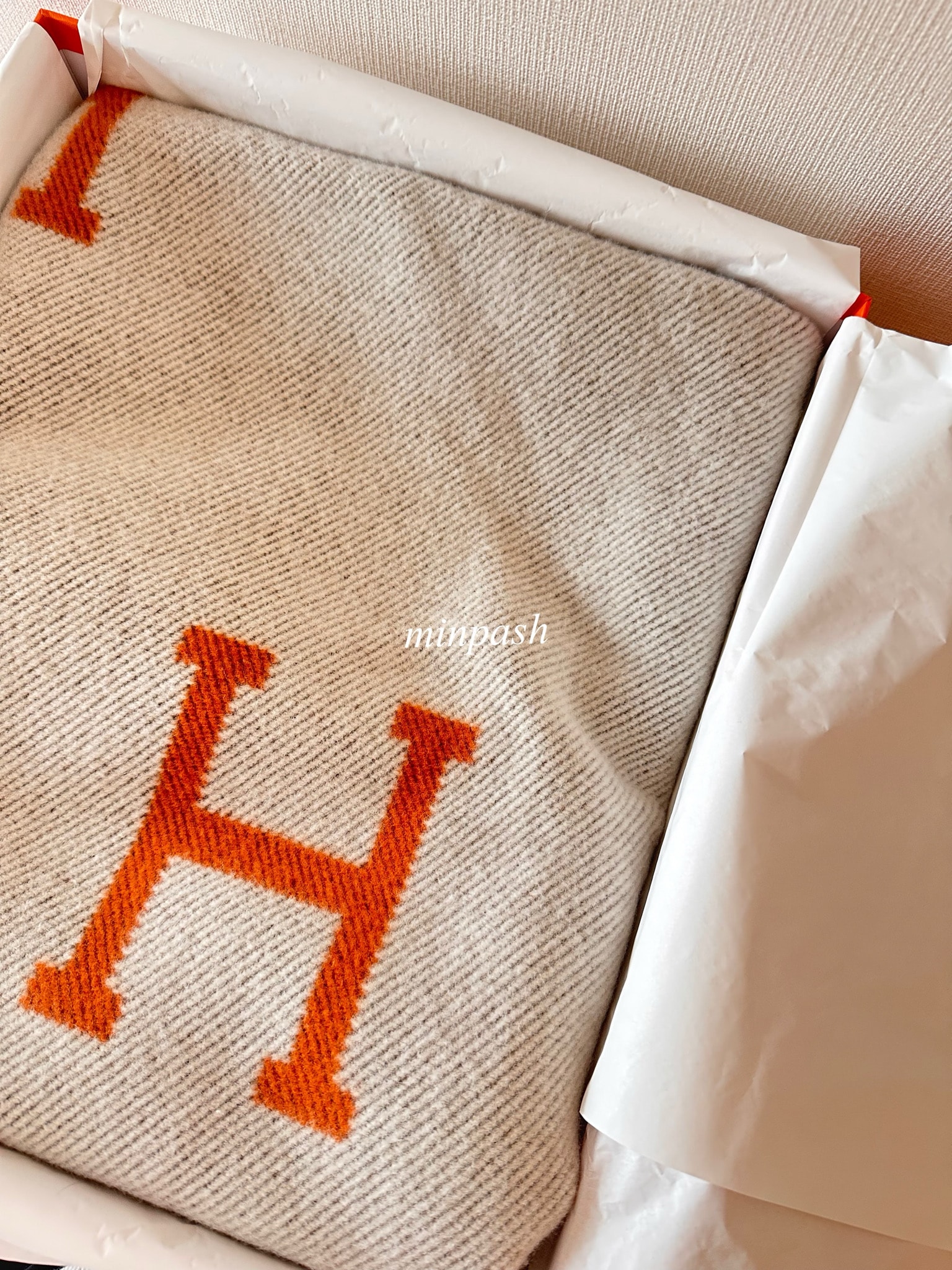 HERMES プレード 《アヴァロン》 ブランケット オレンジ 美品