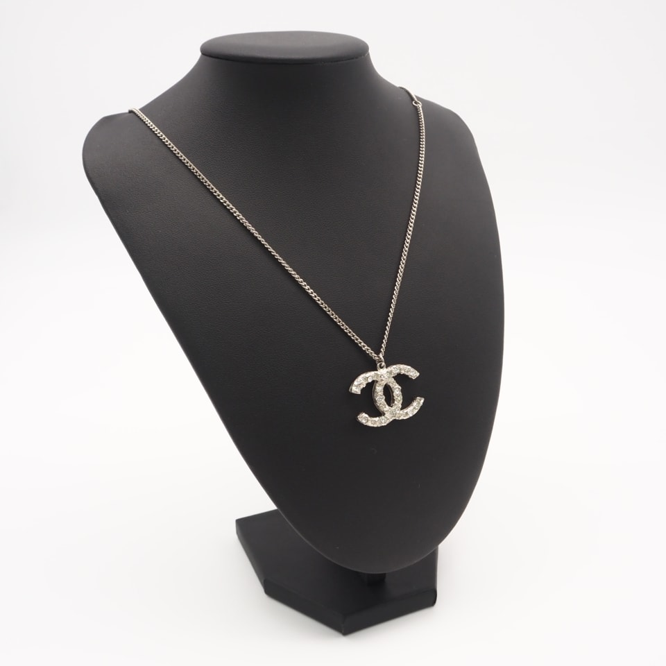 美品 CHANEL シャネル ココマーク ラインストーン ネックレス GP - ネックレス シルバー GP レディース