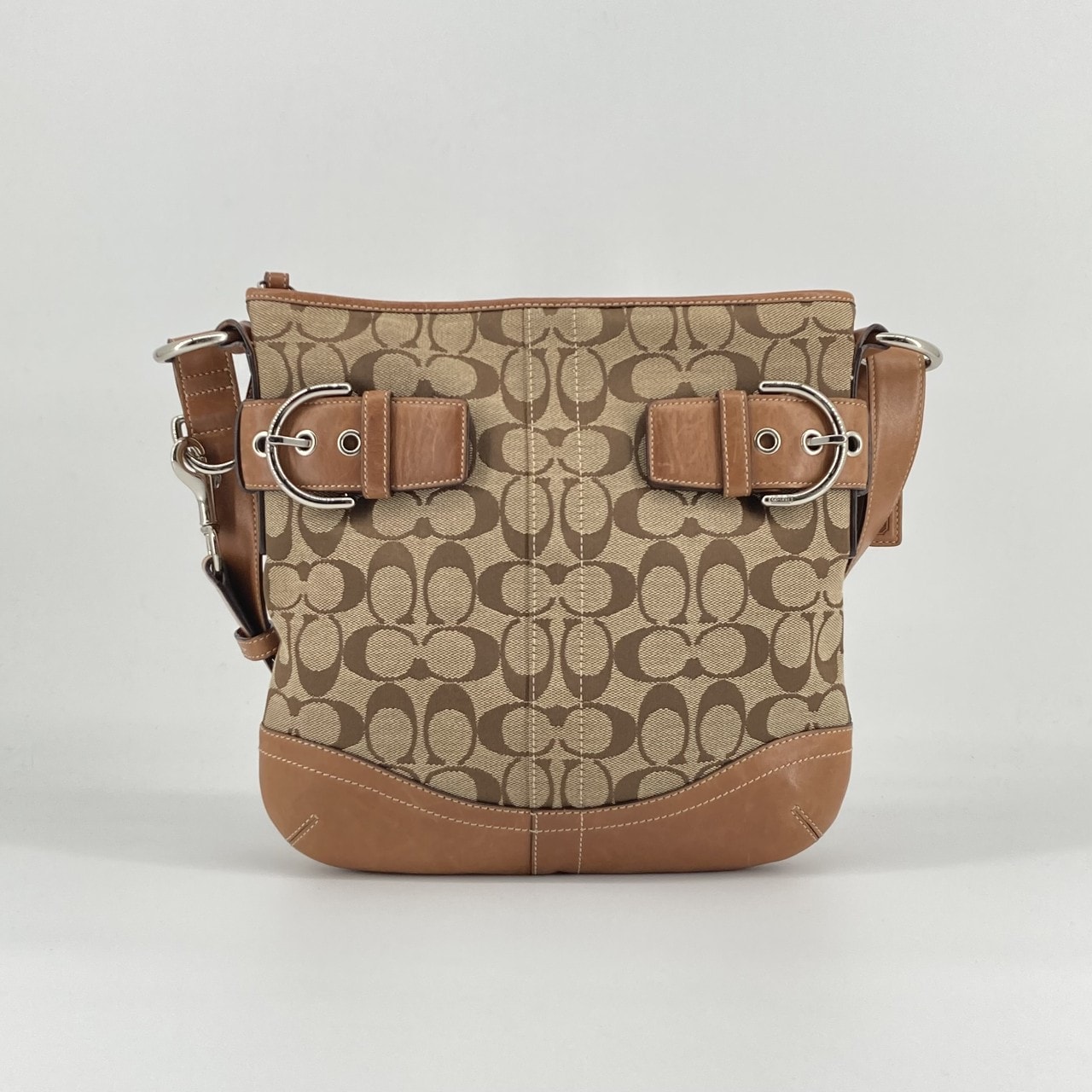 COACH(コーチ) シグネチャー キャンバス レザー 3574 ショルダーバッグ ベージュ×キャメル