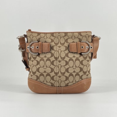 COACH(コーチ) シグネチャー キャンバス レザー 3574 ショルダーバッグ ベージュ×キャメル