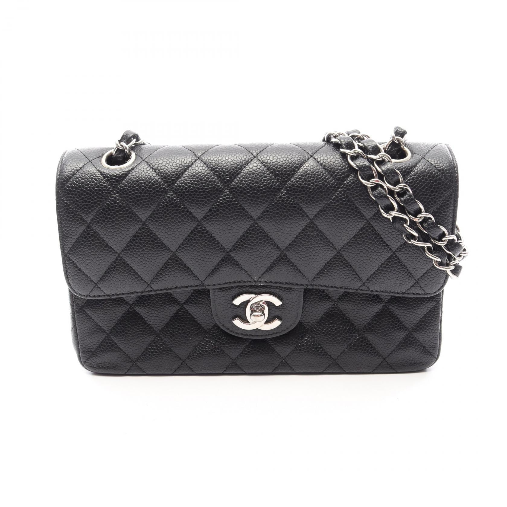 シャネル CHANEL マトラッセ Wフラップ ショルダーバッグ バッグ キャビアスキン(グレインドカーフ) レディース ブラック系 【中古】