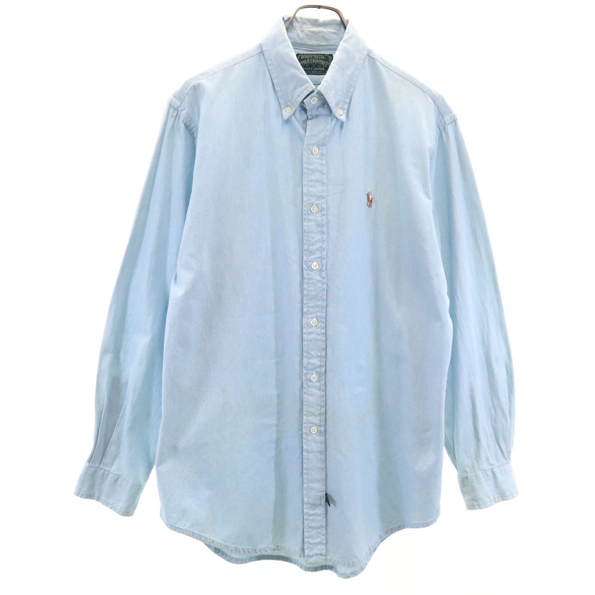 POLO COUNTRY ポロカントリー 80s 90s オールド 長袖 コットンシャツ M ライトブルー ラルフローレン