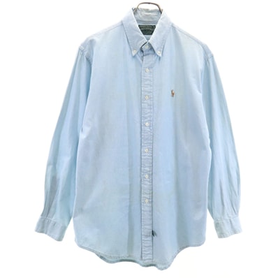 POLO COUNTRY ポロカントリー 80s 90s オールド 長袖 コットンシャツ M ライトブルー ラルフローレン