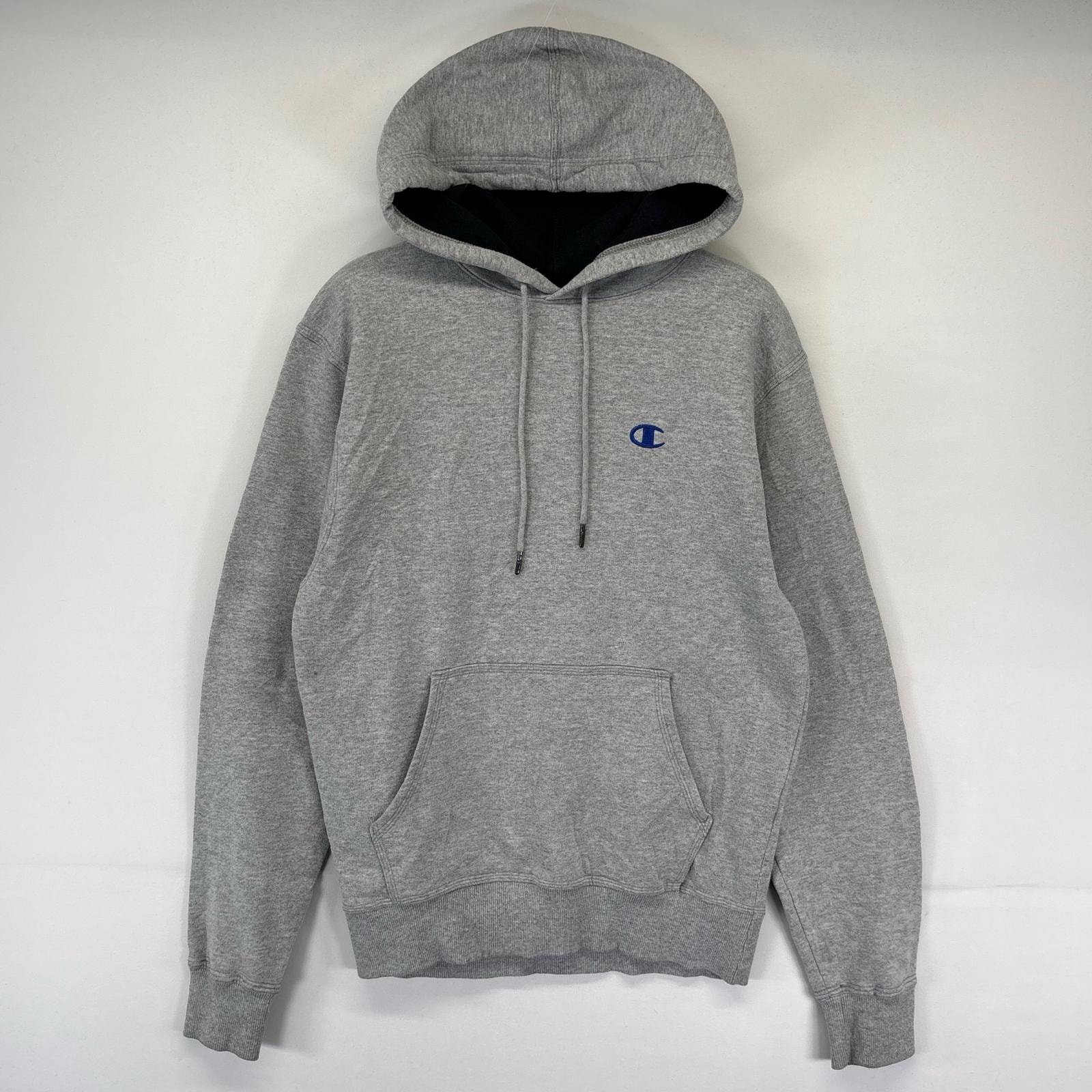 古着 チャンピオン Champion パーカー プルオーバー ワンポイントロゴ フード スウェット S  グレー系 メンズ