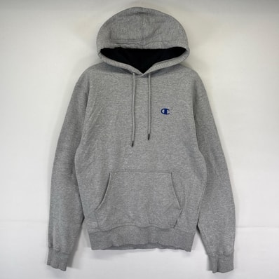 古着 チャンピオン Champion パーカー プルオーバー ワンポイントロゴ フード スウェット S グレー系 メンズ