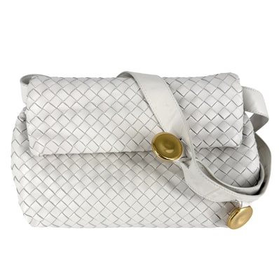 BOTTEGAVENETA ボッテガヴェネタ ショルダーバッグ イントレチャート 肩掛け 斜め掛け レザー ホワイト 白 ゴールド金具 レディース【中古品】