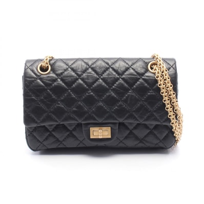 シャネル CHANEL 2.55 マトラッセ マドモアゼルチェーン ショルダーバッグ バッグ カーフ(牛革) レディース ブラック系 A37586 【中古】