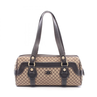 セリーヌ CELINE マカダム ミニボストンバッグ ショルダーバッグ バッグ キャンバス レザー レディース ベージュ系 / ブラウン系 【中古】