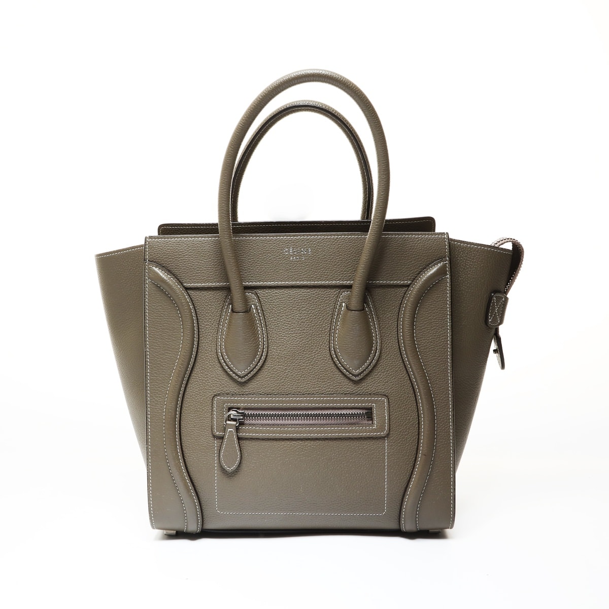 セリーヌ CELINE ラゲージ マイクロショッパー グレージュ ハンドバッグ【中古】