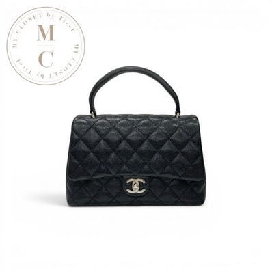 シャネル CHANEL ハンドバッグ ブラック シルバー ココマーク マトラッセ トップハンドル