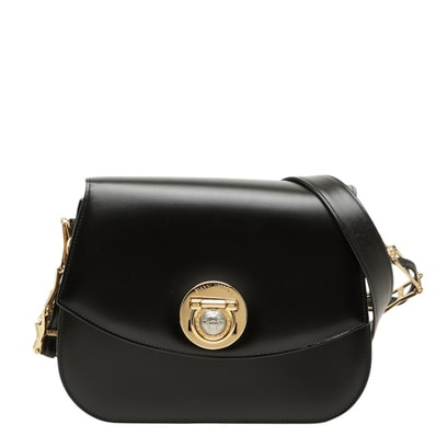 ヴェルサーチェ メデューサ ショルダーバッグ ブラック レザー レディース VERSACE 中古