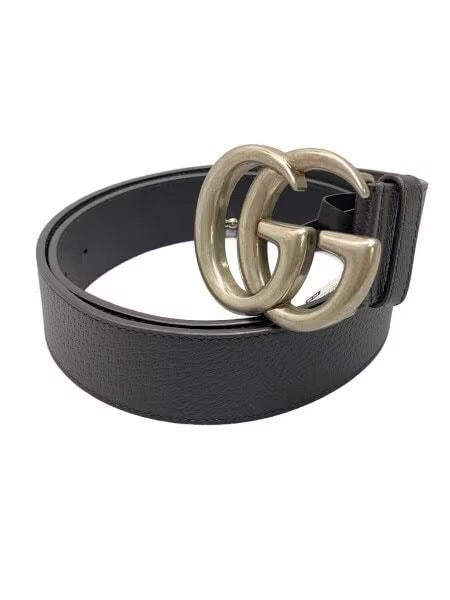Gucci DoubleG Buckle Leather Belt "Black/Silver"