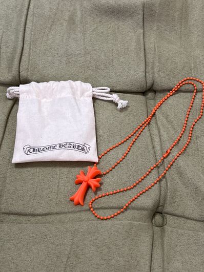 Rubber CH Cross Silicon Necklace Orange