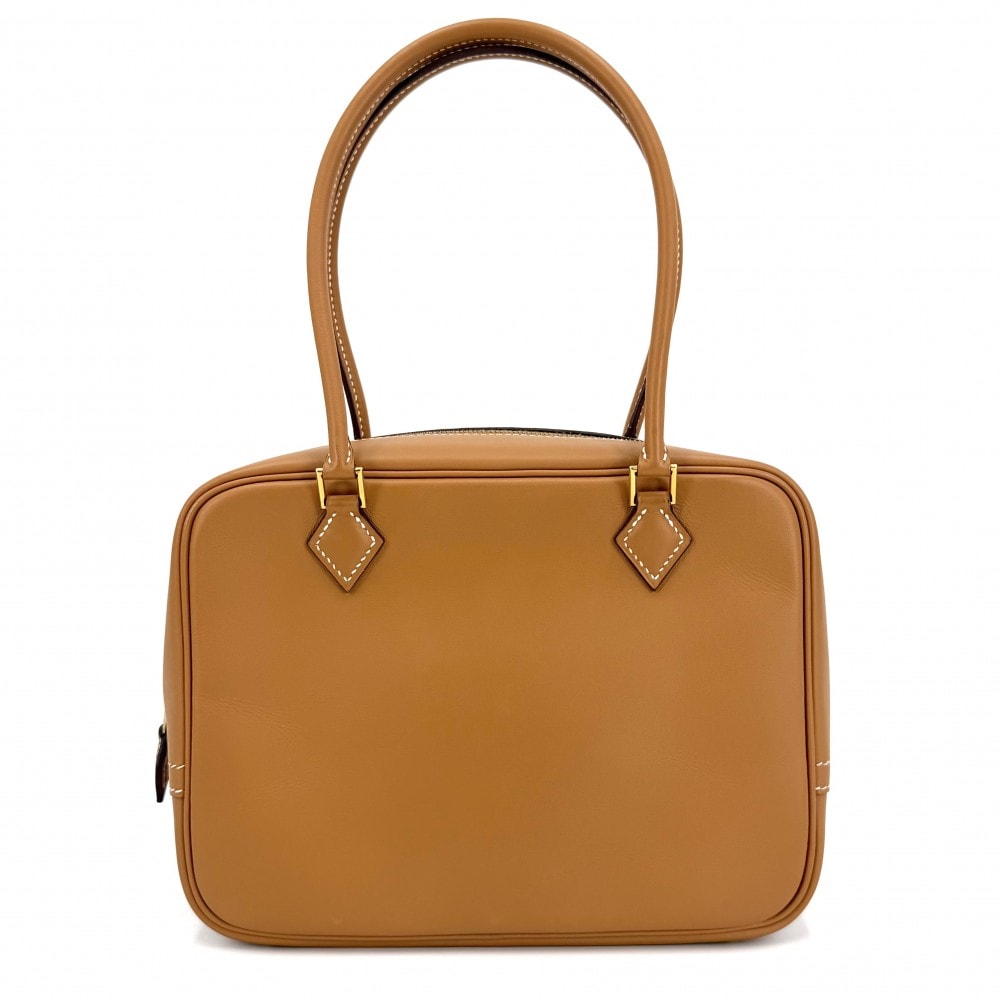 HERMES エルメス ハンドバッグ プリュム20 小さめ ミニバッグ シンプル □I刻印 レザー    ブラウン系 ゴールド金具 レディース 2005年【中古品】