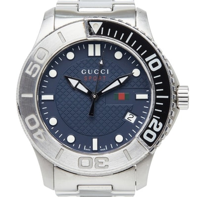 グッチ Gタイムレス スポーツ 腕時計 126.2/YA126253 クオーツ ネイビー文字盤 ステンレススチール メンズ GUCCI 【中古】