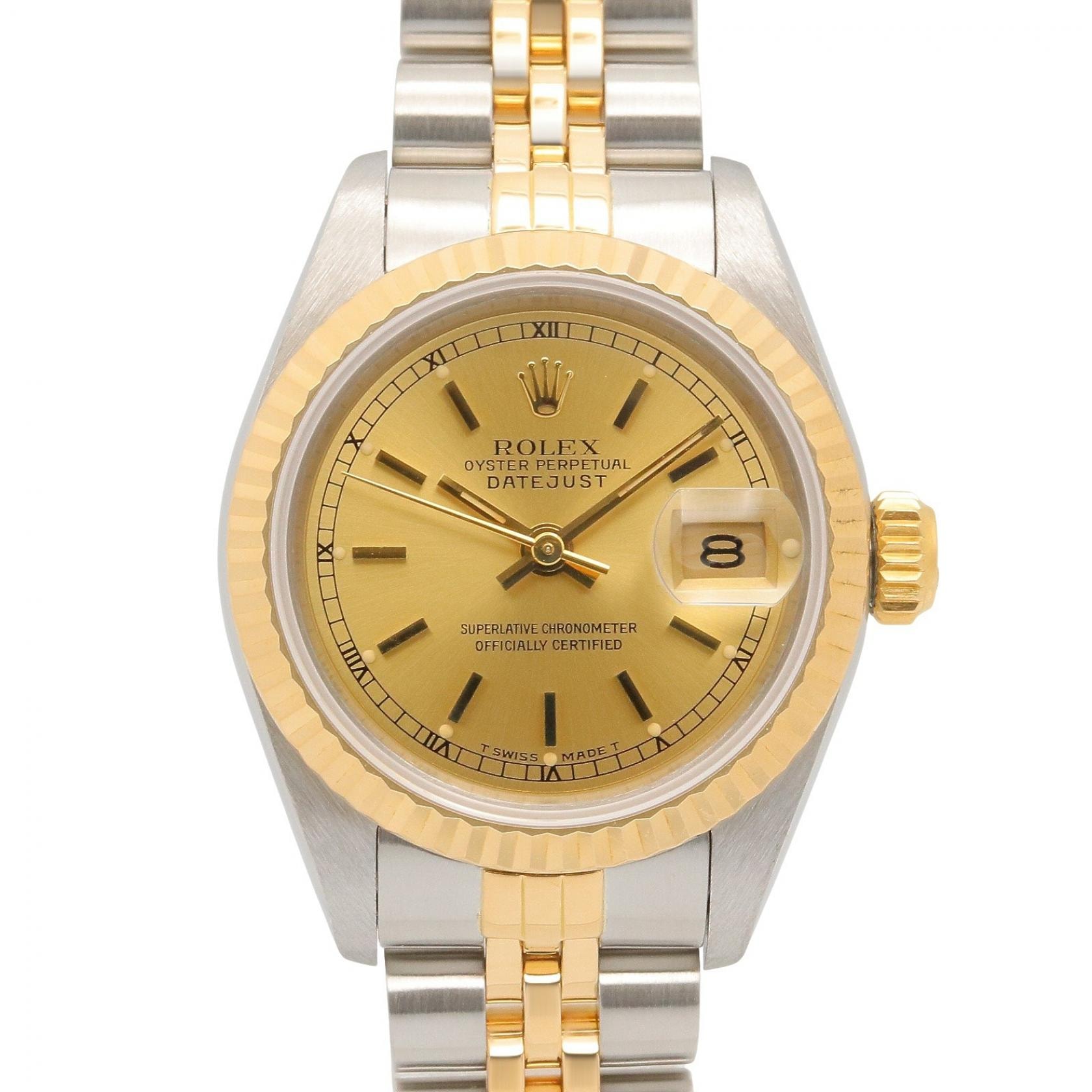 ロレックス ROLEX デイトジャスト 96番 シャンパン バー 腕時計 時計 K18(イエローゴールド) ステンレススチール レディース ゴールド系 69173 【中古】