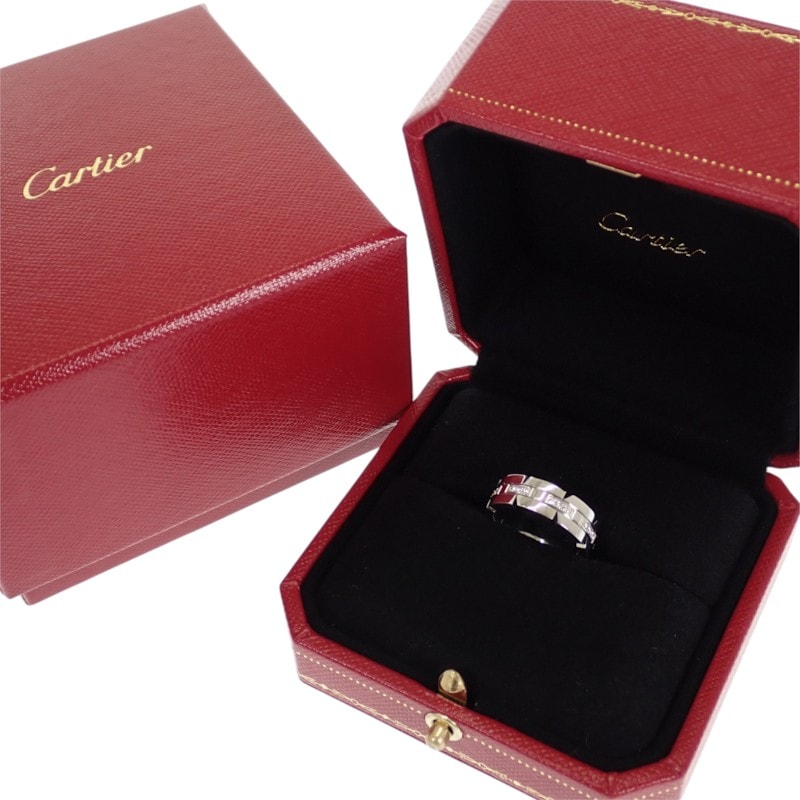 カルティエ CARTIER タンクフランセーズ ハーフダイヤ 9号 B4060149/B4060100 リング K18ホワイトゴールド ダイヤモンド 49 レディース【中古】【Aランク】