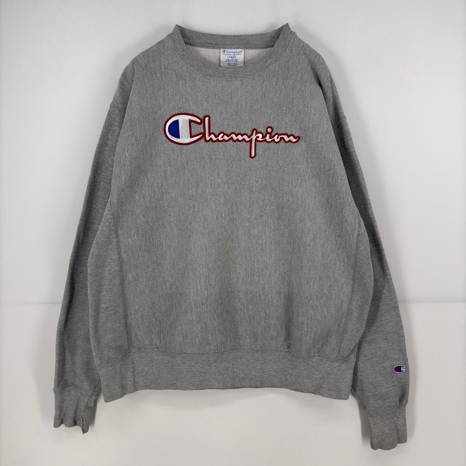 古着 チャンピオン Champion スウェット プルオーバー ロゴ クルーネック リバースウィーブ トレーナー L グレー メンズ
