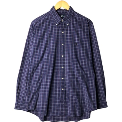 古着 ラルフローレン Ralph Lauren BLAKE 長袖 ボタンダウンチェックシャツ メンズL相当/eaa570107