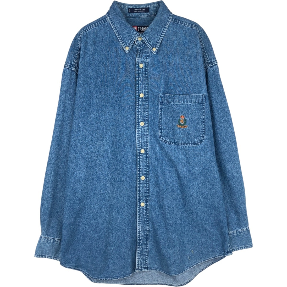 古着 ラルフローレン Ralph Lauren CHAPS チャップス 長袖 ボタンダウンデニムシャツ メンズM相当/eaa628931
