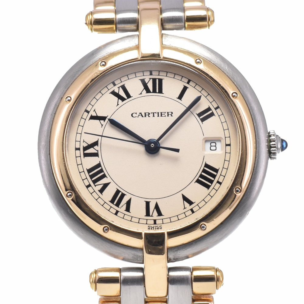 カルティエ CARTIER 183964 パンテール ヴァンドーム LM SS/K18YG アイボリー クォーツ ユニセックス 良品 腕時計 P#147956