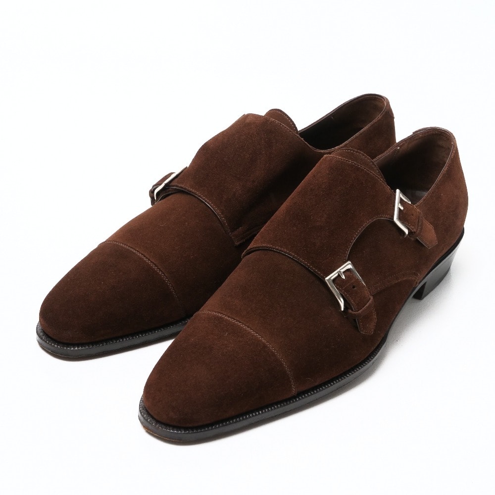 Enzo Bonafe エンツォ ボナフェ DE CHIRICO ドレスシューズ サイズ9 ダブルモンク スウェードレザー靴 イタリア製 ブランド古着【中古】20250502/RA4584