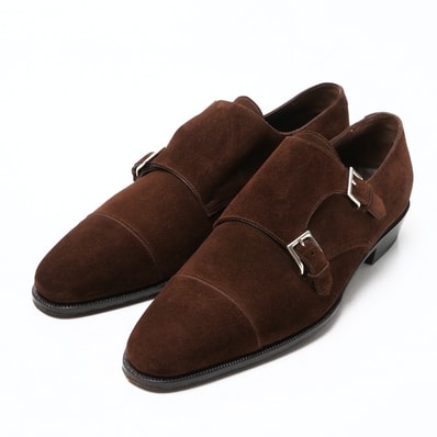 Enzo Bonafe エンツォ ボナフェ DE CHIRICO ドレスシューズ サイズ9 ダブルモンク スウェードレザー靴 イタリア製 ブランド古着【中古】20250502/RA4584