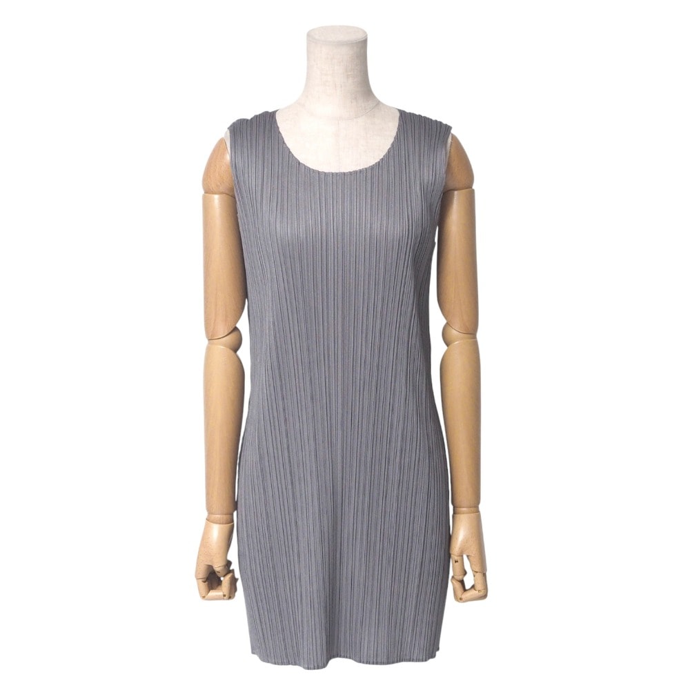 ■美品■PLEATS PLEASE ISSEY MIYAKE プリーツプリーズ イッセイミヤケ ワンピース サイズ3 プリーツ クルーネック ノースリーブ チュニック ブランド古着【中古】20250502/RA4568