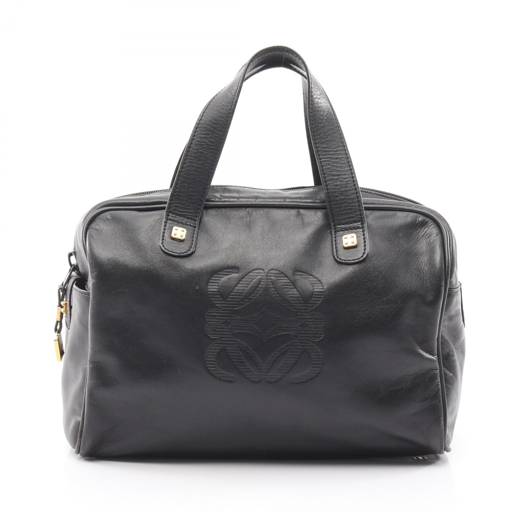 ロエベ LOEWE アナグラム トートバッグ バッグ レザー レディース ブラック系 【中古】