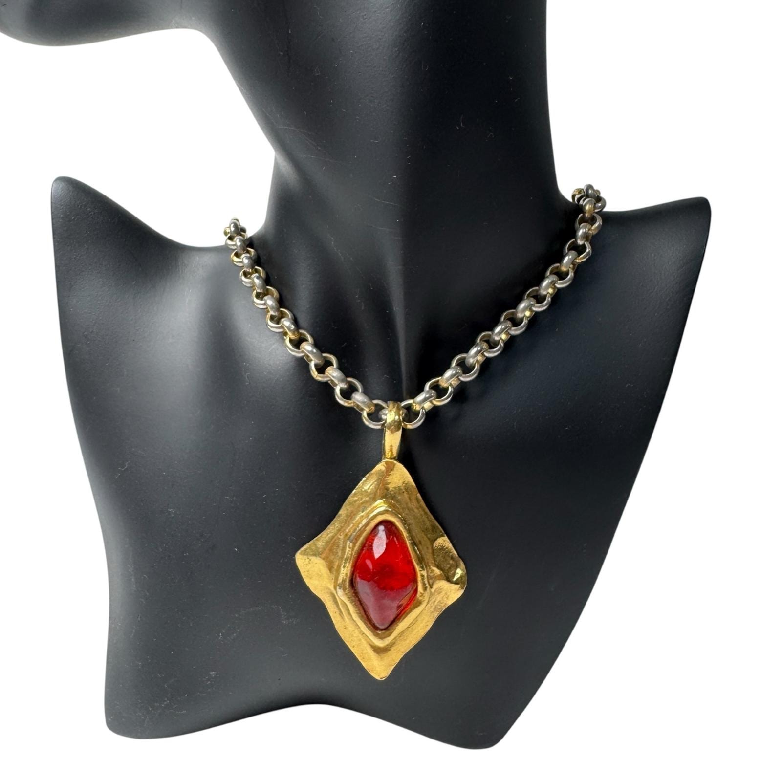 イブサンローラン Yves Saint Laurent ヴィンテージ ネックレス カラーストーン レディース