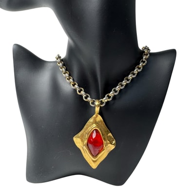 イブサンローラン Yves Saint Laurent ヴィンテージ ネックレス カラーストーン レディース