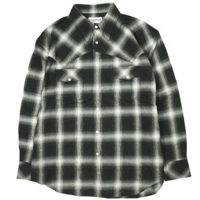 新品 LASTMAN ラストマン 25SS 日本製 OMBRE PLAID WESTERN SHIRTS オンブレチェックウエスタンシャツ 251LM-SH03 L BLACK 定価77,000円 トップス g23134