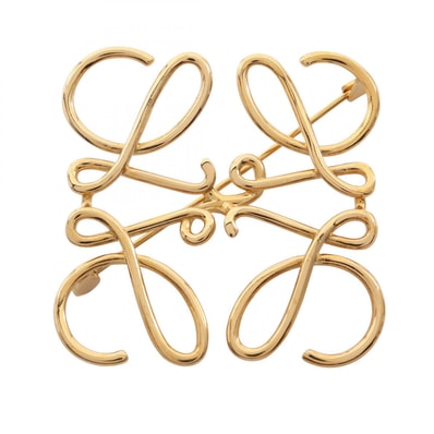 ロエベ LOEWE アナグラム ブローチ アクセサリー GP(ゴールドメッキ) レディース ゴールド系 【中古】