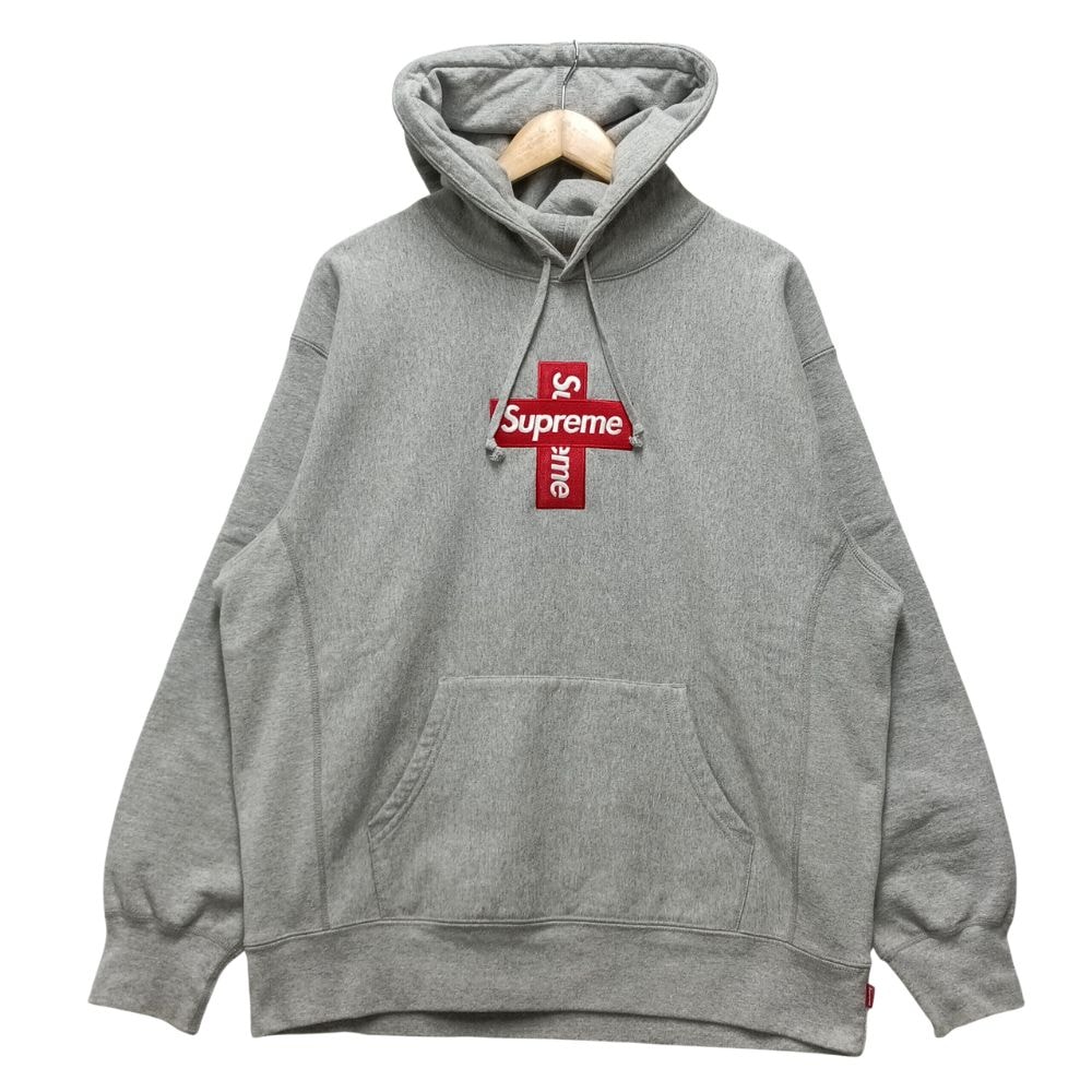 SUPREME シュプリーム Cross Box Logo Hooded Sweatshirt クロス ボックスロゴ スウェット パーカー グレー サイズ L 正規品 / 40853