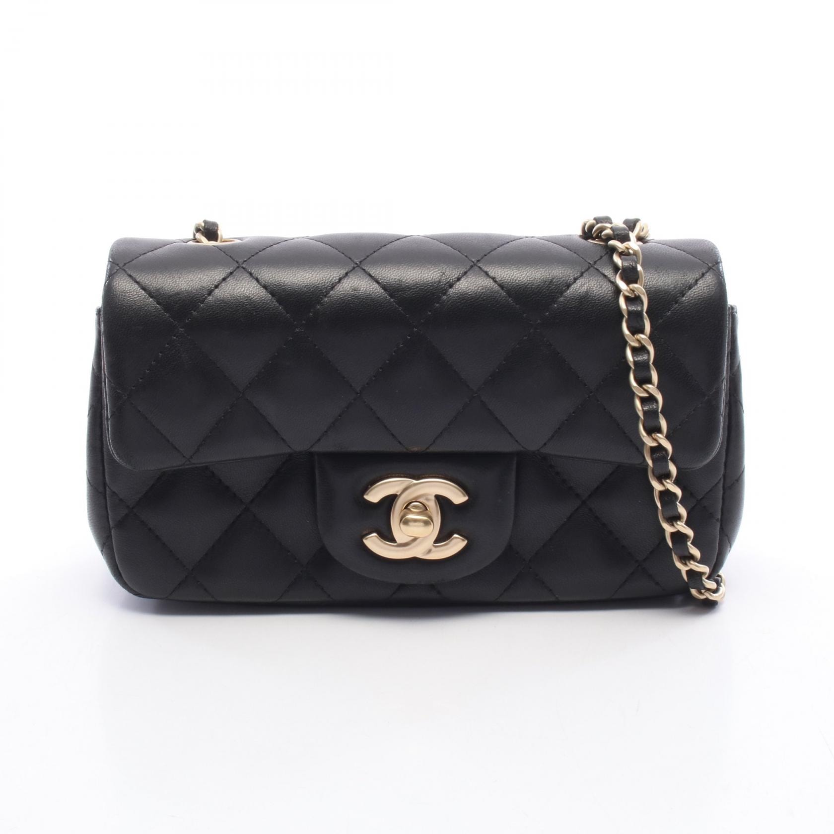 シャネル CHANEL マトラッセ スモールフラップ ショルダーバッグ バッグ ラムスキン(羊革) レディース ブラック系 【中古】