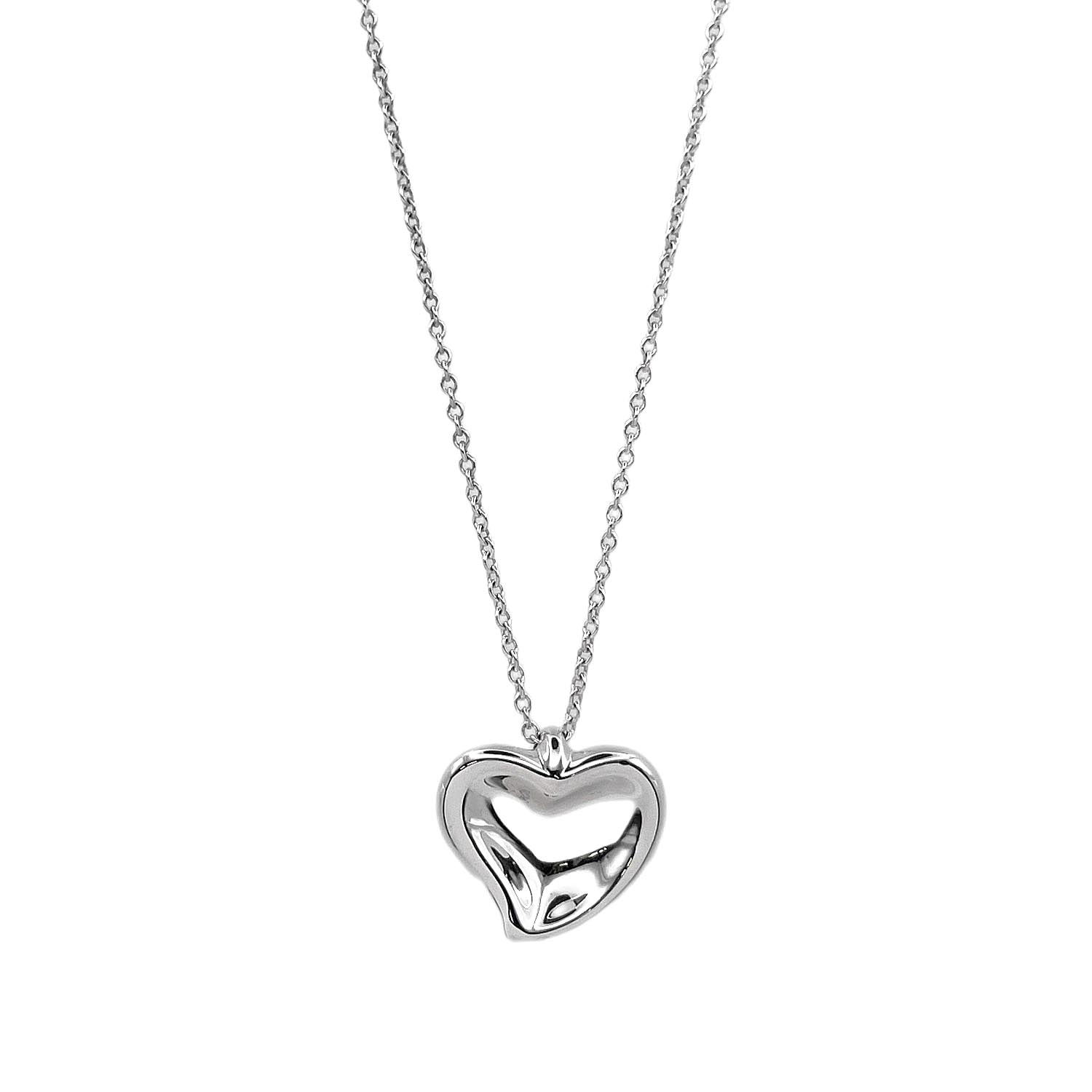 TIFFANY&Co. ティファニー カーブドハート ネックレス
 ペンダント エルサペレッティ SV925 シルバー 新品仕上済 ユニセックス
 【中古】