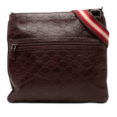 グッチ グッチシマ 斜め掛け ショルダーバッグ 264217 ダークブラウン系 レザー レディース GUCCI 【中古】