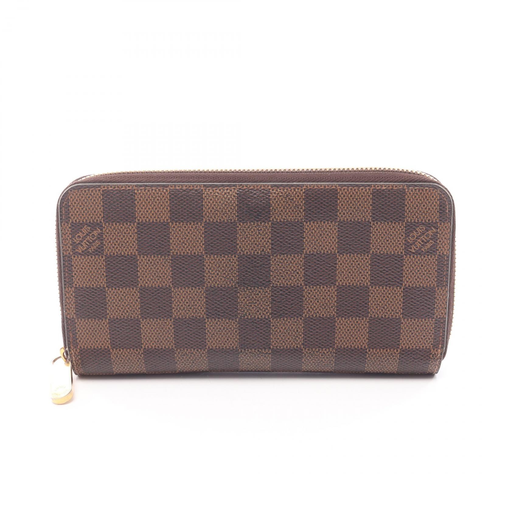 ルイ・ヴィトン LOUIS VUITTON ジッピーウォレット ラウンド長財布 財布 PVCコーティングキャンバス ダミエ ローズバレリーヌ レディース ブラウン系 N60046 【中古】