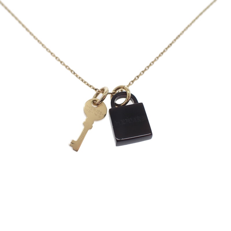 エルメス HERMES アミュレットパドロックPM H057027FD00 ネックレス メタル バッファローホーン ゴールド ブラック レディース【中古】【ABランク】