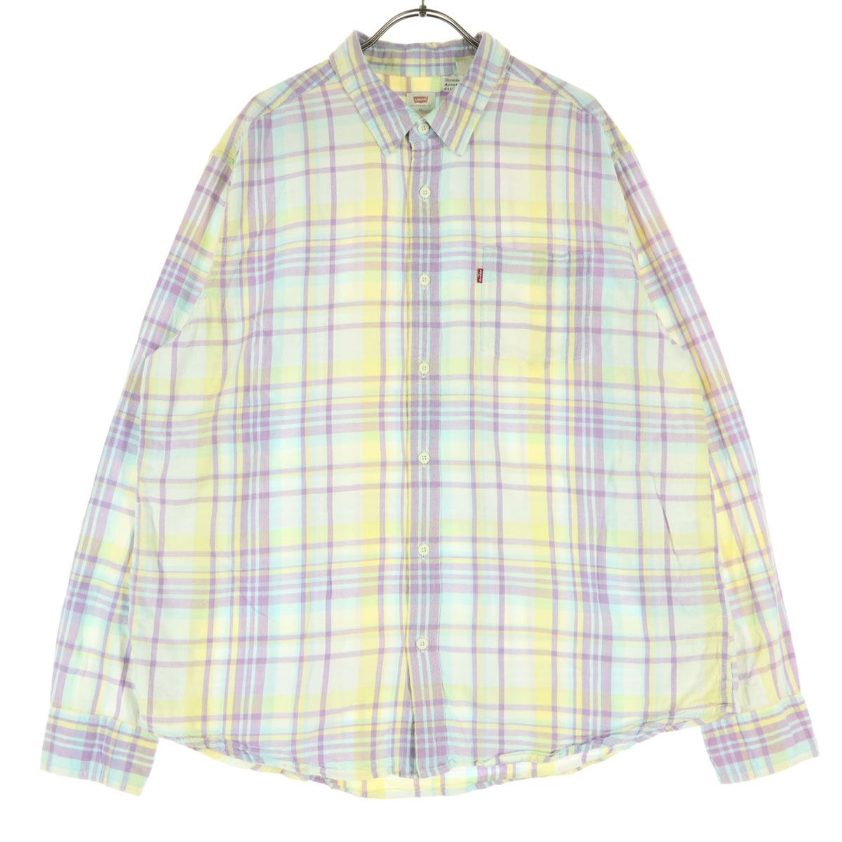 Levi's リーバイス マドラスチェック柄 長袖 コットンシャツ XL パープル系
