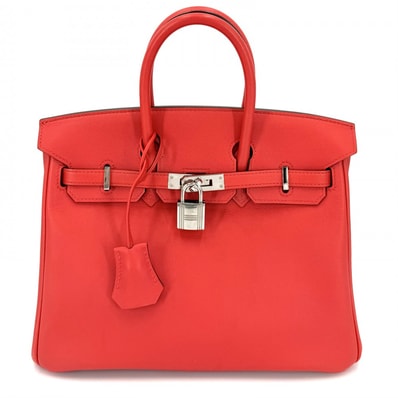 HERMES エルメス ハンドバッグ バーキン25 内縫い X刻印 スイフト レッド 赤 シルバー金具 レディース 美品 2016年【中古品】