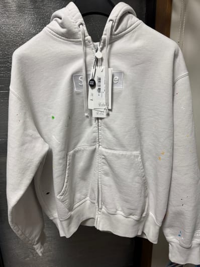 Supreme x MM6 Maison Margiela Box Logo Zip Up Hooded Sweatshirt "White"